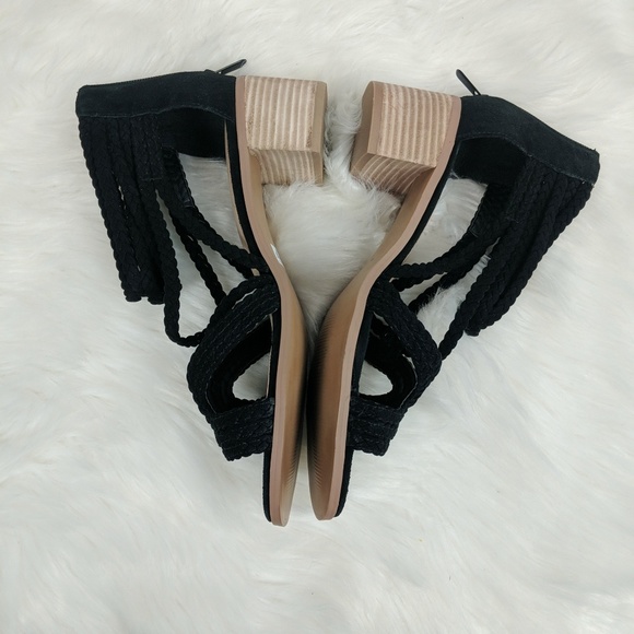 New! Torrid Black Real Suede Braided Strap Block H - Picture 7 of 8